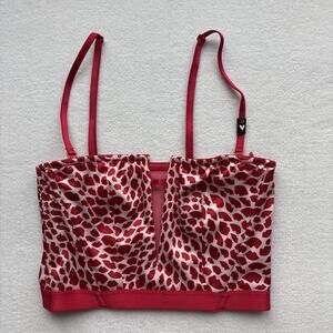 Victoria's Secret Bra Top Women XS Red Pink Heart Print Very Sexy Unlined Corset